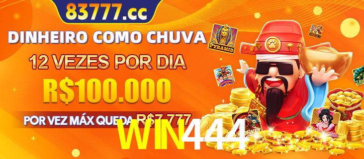 Banner do programa de recompensas Recomende para amigos do WIN444, detalhando os bônus por convidar amigos, com prêmios que chegam a R$288.888.