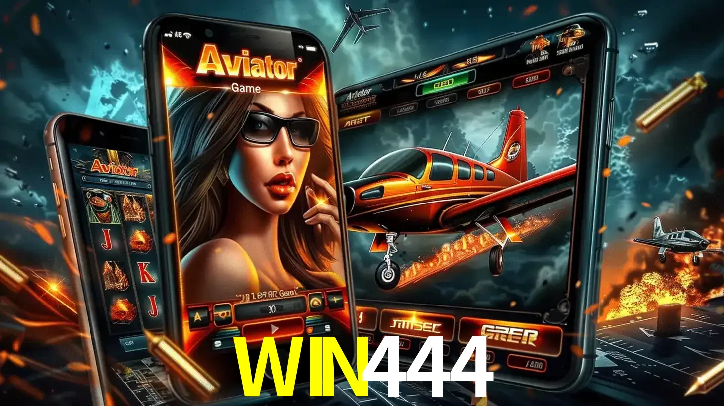 O popular jogo de apostas Aviator exibido em vários celulares e tablets, mostrando a interface emocionante e a ação de voo disponíveis para jogar agora no WIN444.